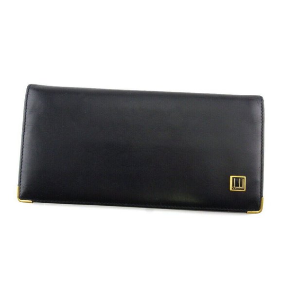 Dunhill Long Wallet Logo Plate Leather Auth USED L3591 - Picture 1 of 8